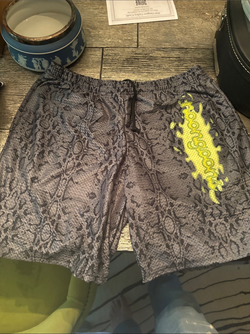 Nordstrom Noon Goons LA Men's Snake-Print Athletic Shorts  Neon Accent NWT